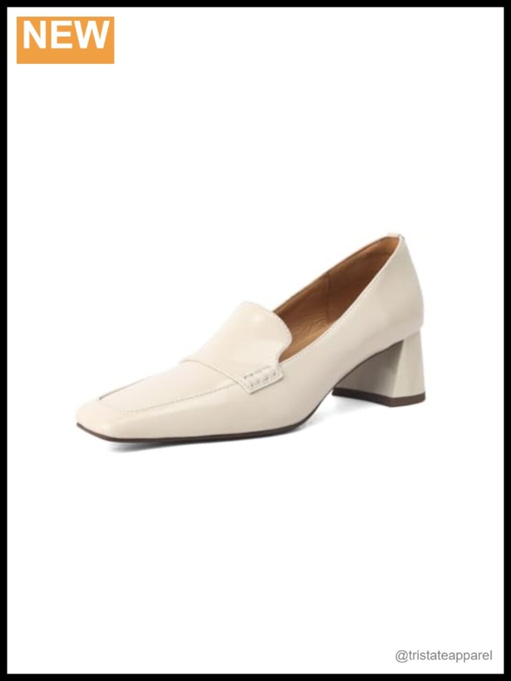 Genuine Leather Square Toe Chunky Heel Slip-On Loafers Handmade
